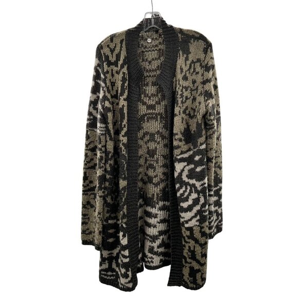 BKE Boutique Women's Open Front Knit Duster Cardigan Gray/Beige Size XL - Picture 1 of 9